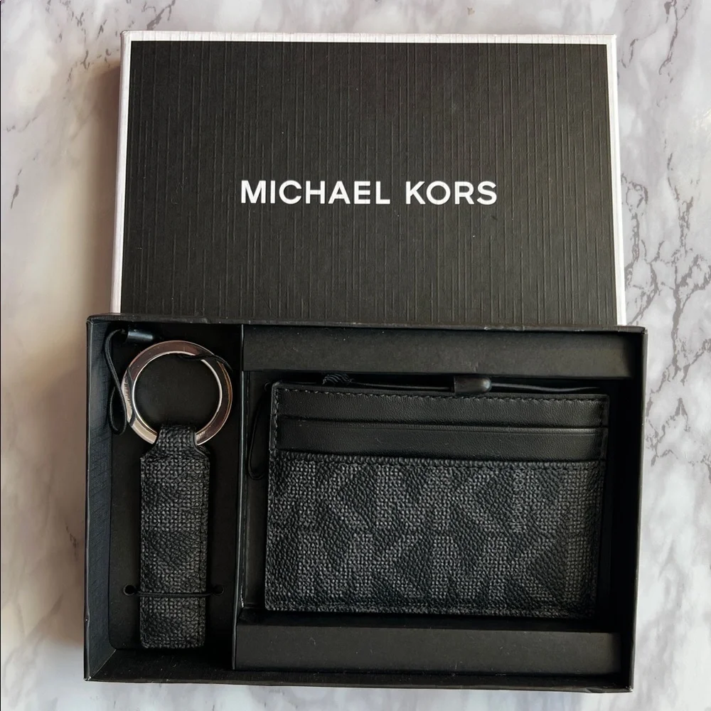 Michael Kors Men's Set Card Case Slim Wallet Key Ring